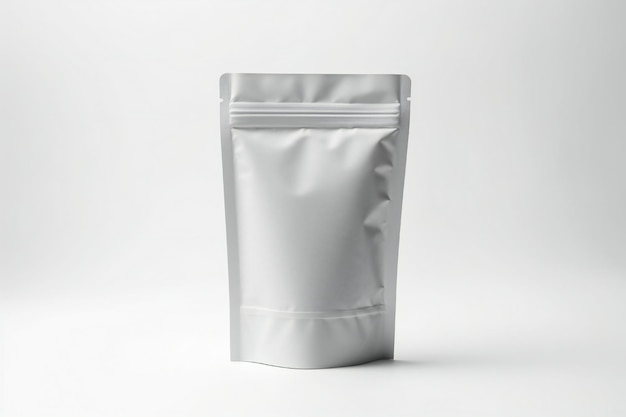 Photo white ziplock doypack mockup on white background