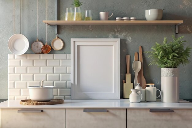 Whiteboard Mockup in Modern and Luxurious Kitchen