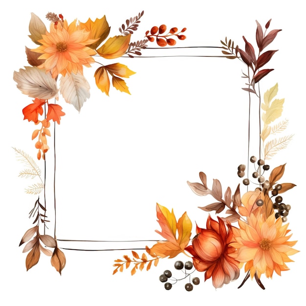 Whiteboard vintage Autumn clipart white background high quality ai generated image