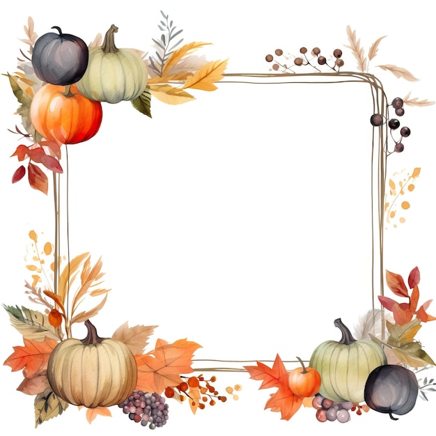 Whiteboard vintage Autumn clipart white background high quality ai generated image