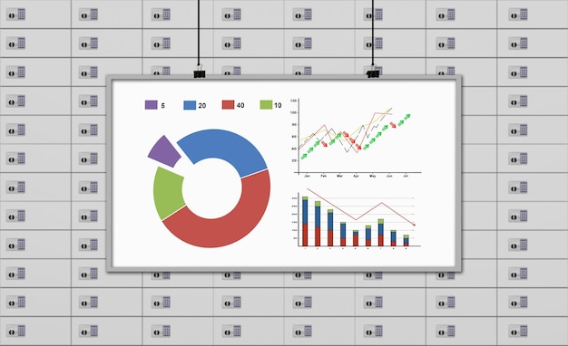 Whiteboard with drawing stock chart