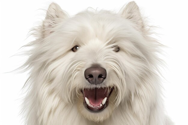 Photo a whiteframed sheepdog in catalonia with fur alone in front of a white background