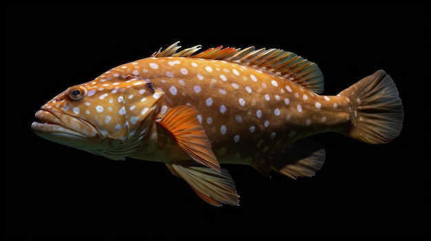 Whitespotted Grouper in the solid black background