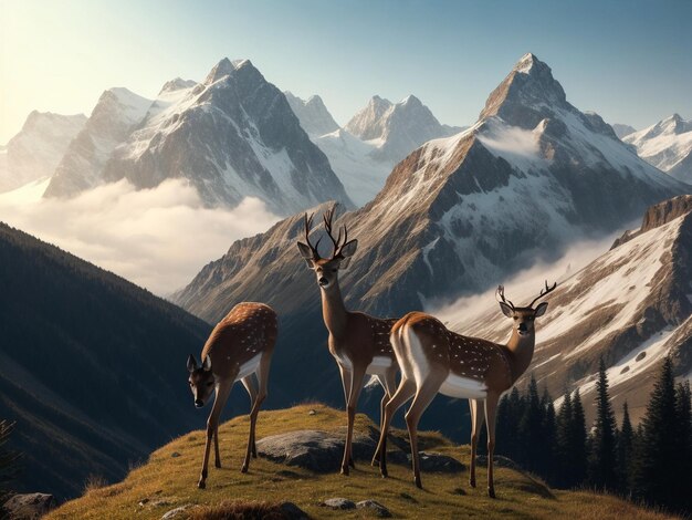 Whitetail Deer stanWhitetail Deer standing in autumn mountainding in autumn mountain