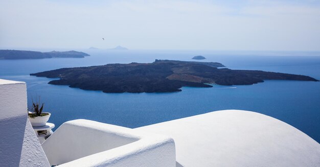 Whitewashed roofs in Santorini Greece