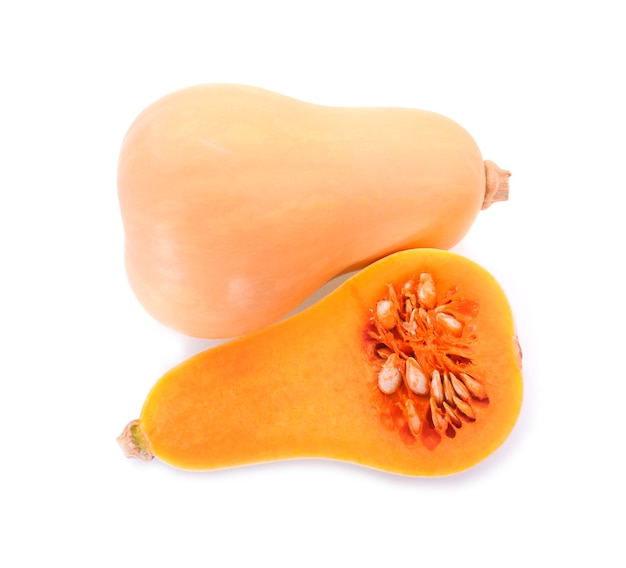 whole butternut squash isolated on white background