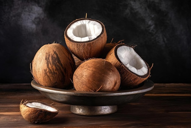 Whole coconuts isolated on white background