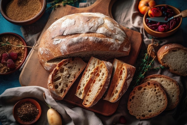 식탁 전문 광고 음식 사진에 곡물 빵