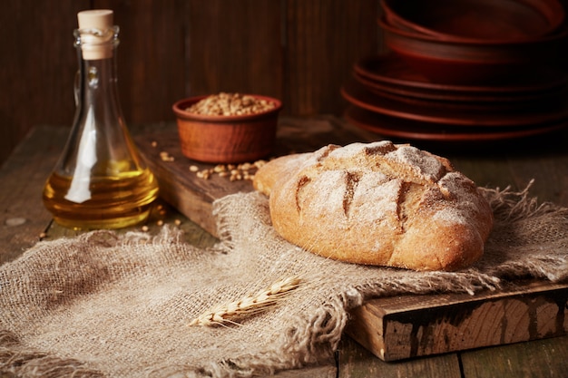 Whole grain bread rustic with oil