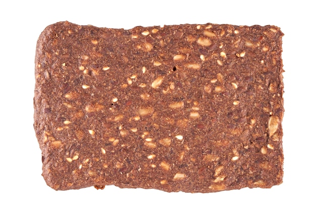 Whole grain crispbread isolated on white, clipping path