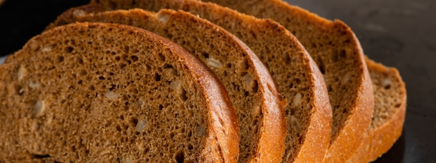 Whole grain rye sliced bread for healthy diet; carbs