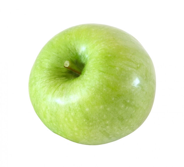 Whole green apple fruit isolated on white background with clipping path