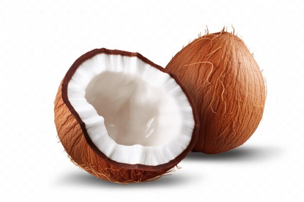 Photo the whole and the half coconut dance on white or png transparent background