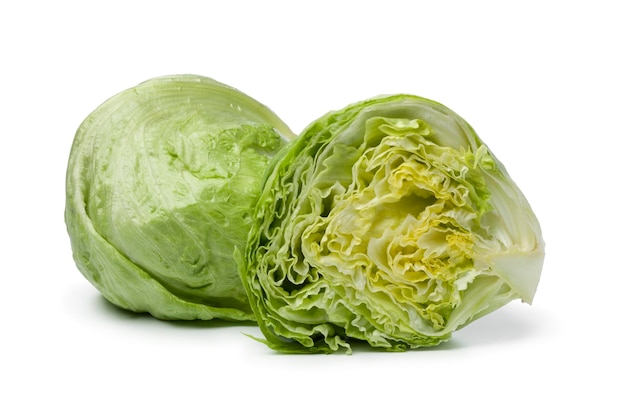 Whole and half Iceberg lettuce