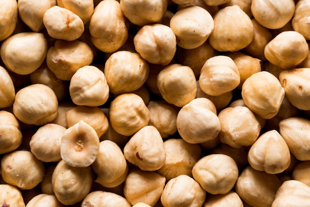 Whole hazelnuts background. Vegetarian healthy snack. Organic food. Vegetable diet.