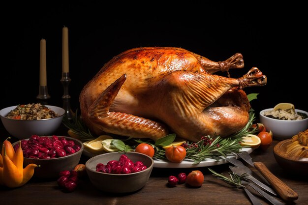 Photo whole homemade thanksgiving turkey with journey vibe