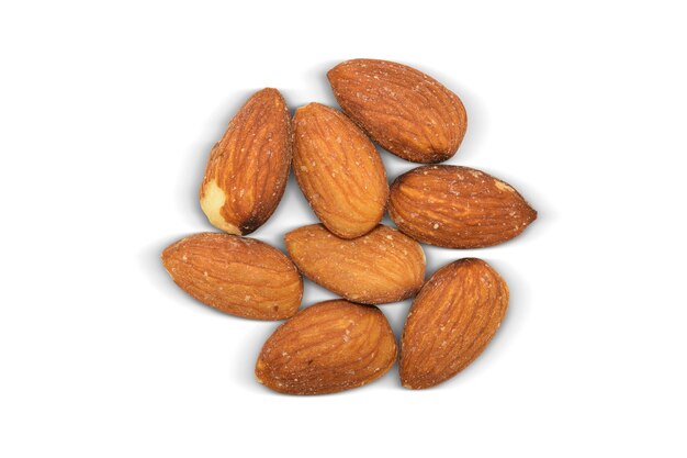 Photo whole natural almonds isolated on white background with clipping path