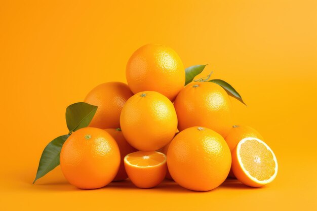 Whole orange fruit and slice isolated background in orange color