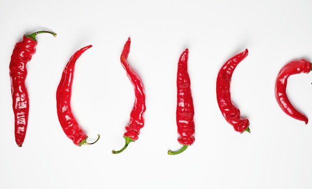 Whole ripe red hot chili peppers 