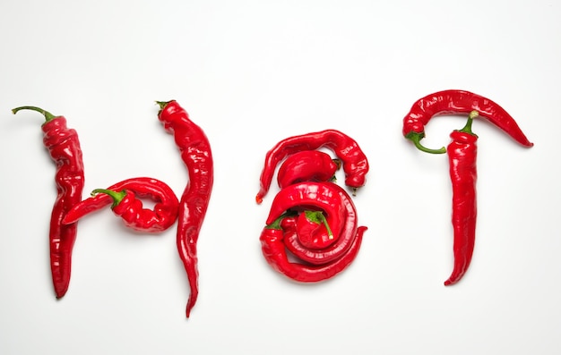 Whole ripe red hot peppers 