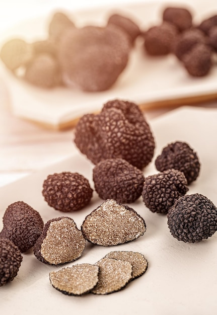 whole and sliced black truffle