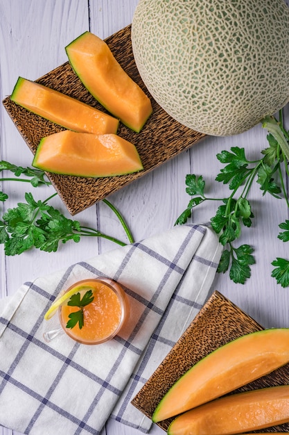 Whole and sliced of melons