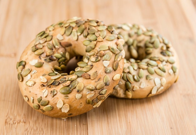 Wholemeal Bagels selective focus