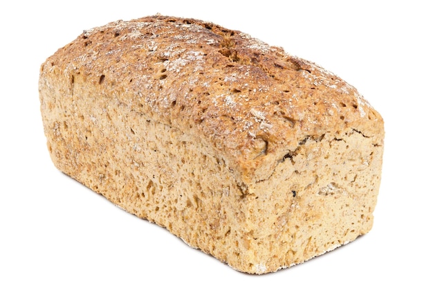 Wholemeal bread on white background