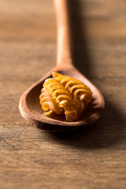 Wholemeal Fusilli inside a spoon