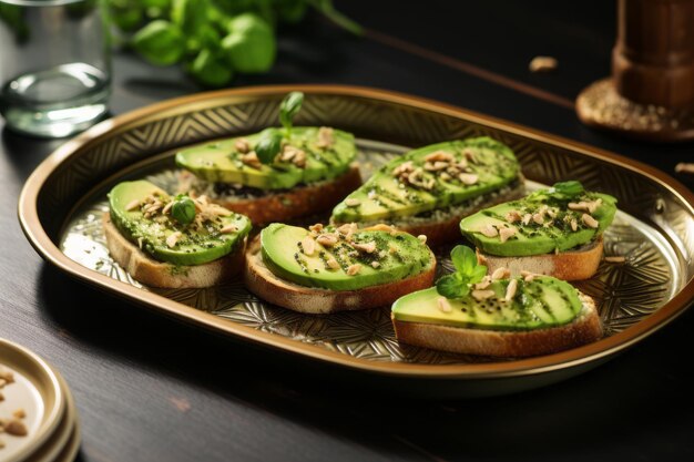 Wholesome Avocado Delights Plated on a Timeless Vintage Tray Capturing the Essence at 32 AR