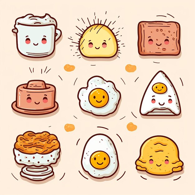 Wholesome breakfast doodles bacon fried eggs toasted pancakes and waffles