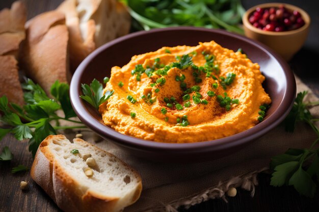 Wholesome Carrot Hummus Dip a Vegetarian Appetizer