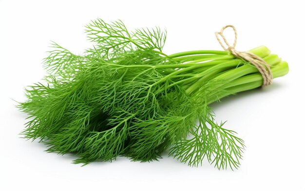 Wholesome Cluster Green Dill Sprigs a Culinary Delight Isolated on White Background