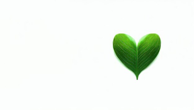 Wholesome Love Green Leaf Heart on White Background Generative AI