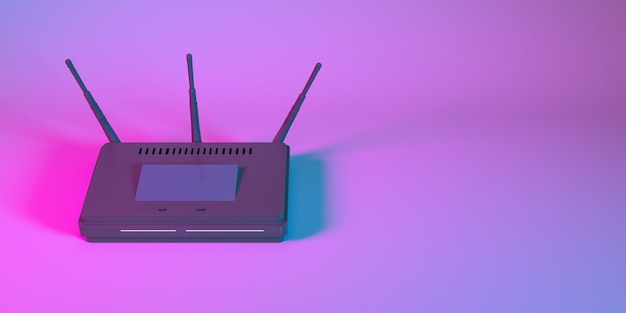 Router wi fi in primo piano luce al neon