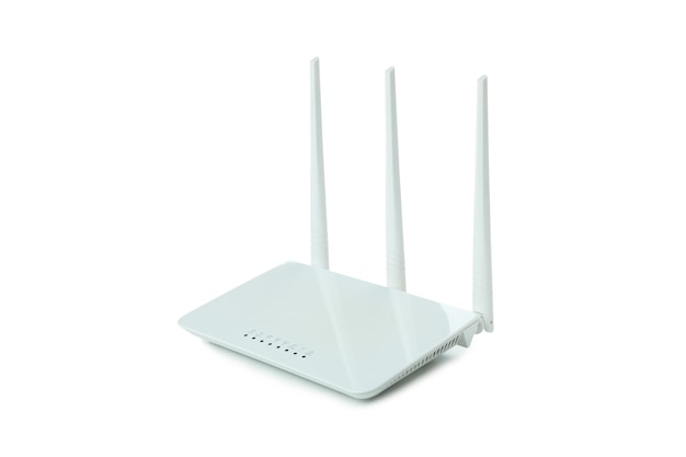 Wi-Fi router with external antennas isolated on white background