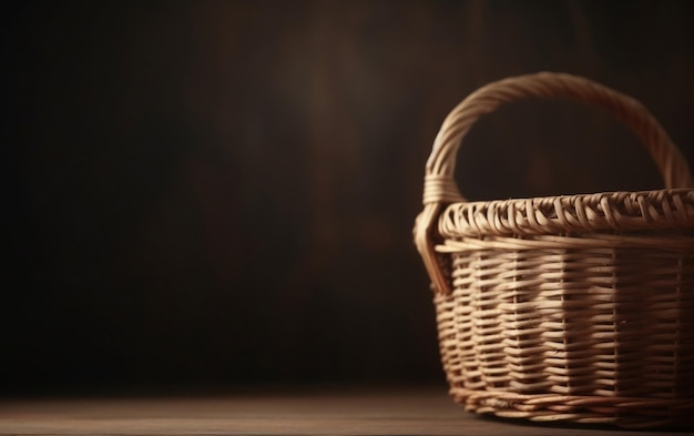 A wicker basket on a dark background