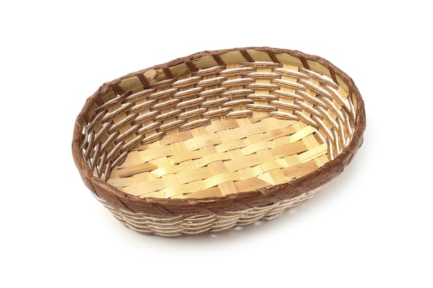 Wicker basket for food isolated on white background