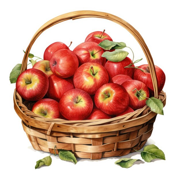 Wicker basket full of fresh red apples