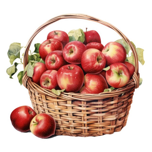 Wicker basket full of fresh red apples