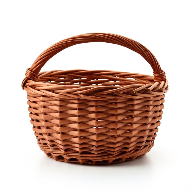 Wicker basket isolated Vintage basket on white background