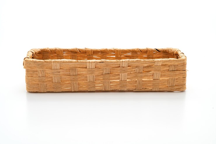 Photo wicker basket on white table