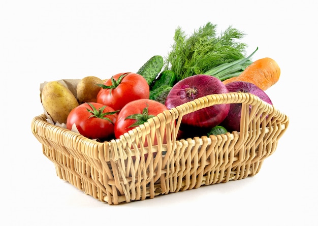 Wicker basket with vegetables