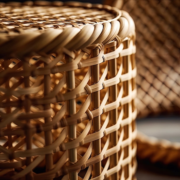 Photo a wicker basket with a woven design on it