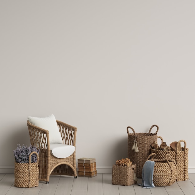 Wicker baskets on the floor