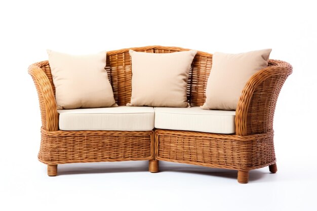 Wicker Miniature Sectional Sofa Isolated On White Background