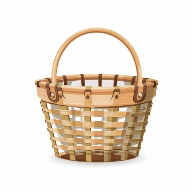 Wicker rattan basket isolated on white backgroundOld rattan bas