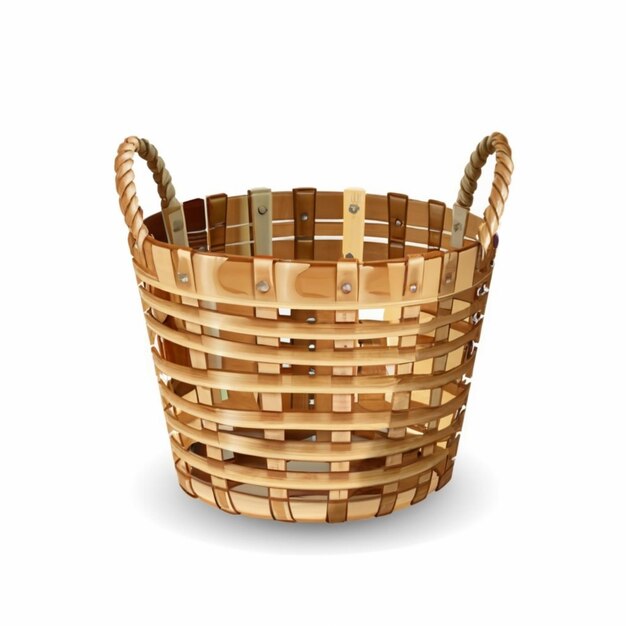 Wicker rattan basket isolated on white backgroundOld rattan bas