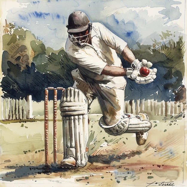 wicketkeeping gloves and a bowler in midaction