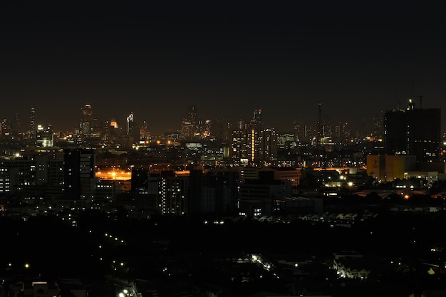 Wide angle of city scape at night scene